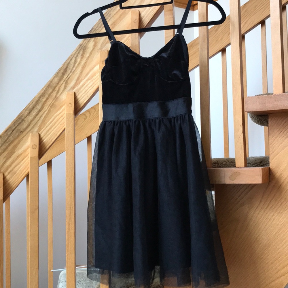 Black Velvet and Tulle Dress